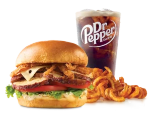 Arby's Deep Fried Turkey Gobbler Meal with crispy fries and a drink.
