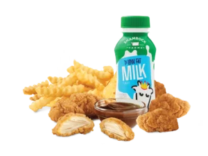 Arby’s Menu 107 Crispy, tender chicken nuggets served with kid-friendly sides.
