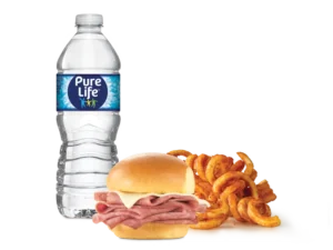 Arby’s Menu 106 Tender roast beef on a soft slider bun, served with kids