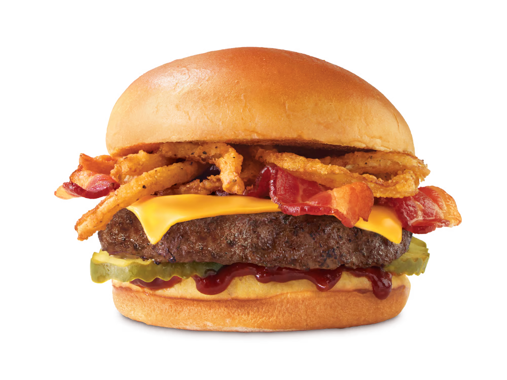 BBQ bacon burger with beef patty, crispy bacon, and smoky sauce