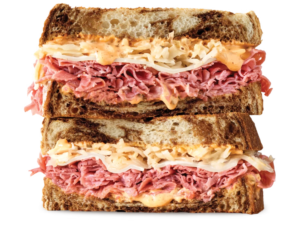 Corned Beef Reuben 1 Reuben with corned beef and Swiss cheese