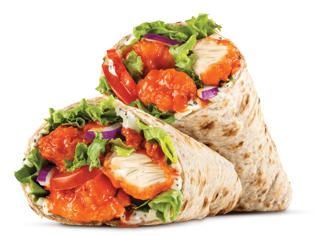 Crispy Buffalo Chicken Wrap 1 Crispy buffalo chicken wrap with sauce