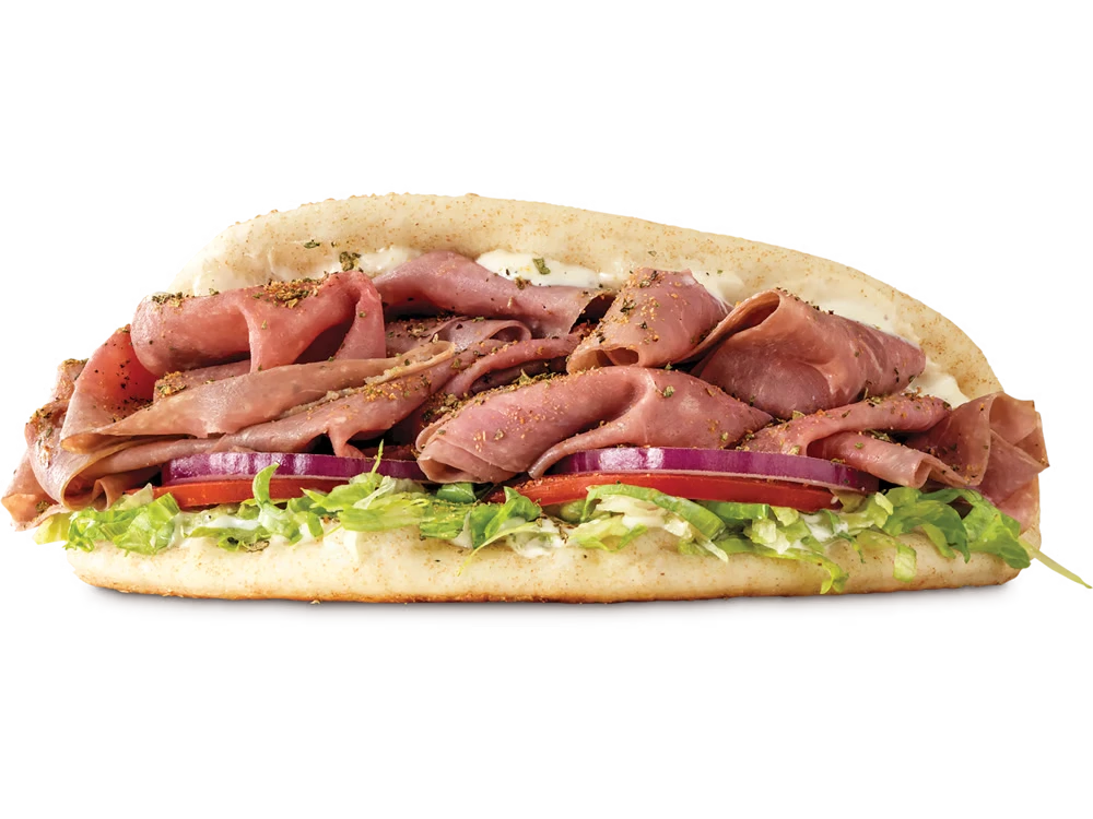 Roast Beef Gyro 1 Roast Beef Gyro with fresh veggies and tzatziki sauce.